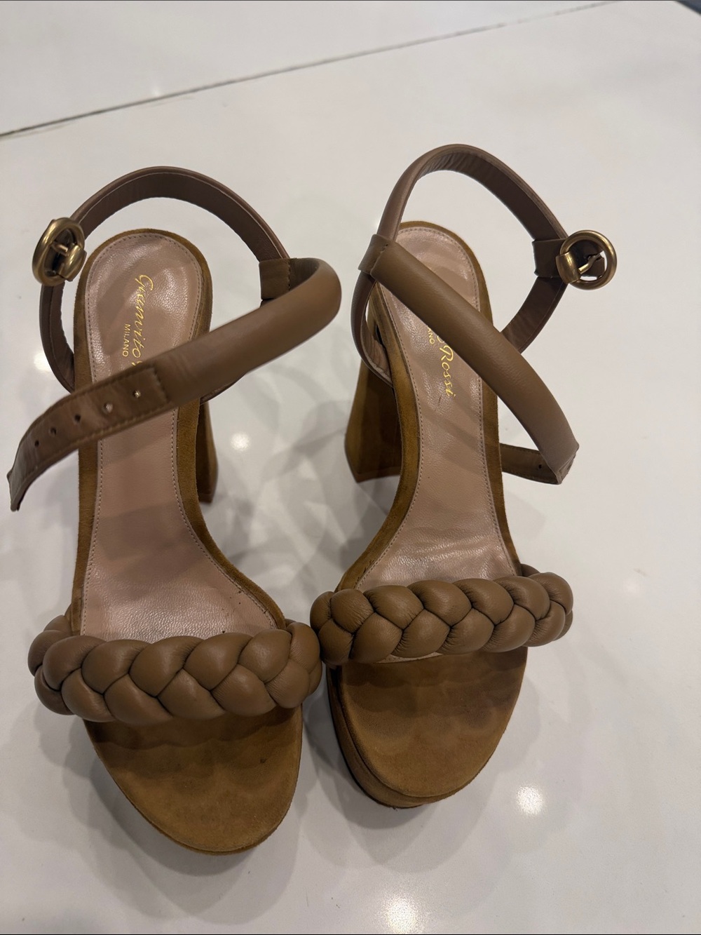 Gianvito Rossi Brown Braided Platform Sandals